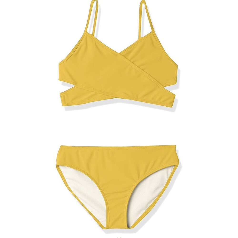 Kanu Surf Girls' Yellow Wrap-Front Two-Piece Bikini